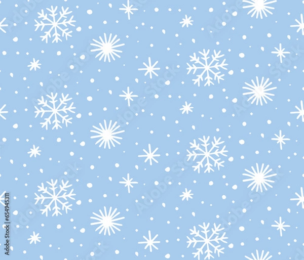 Obraz snow seamless pattern christmas  hand drawn