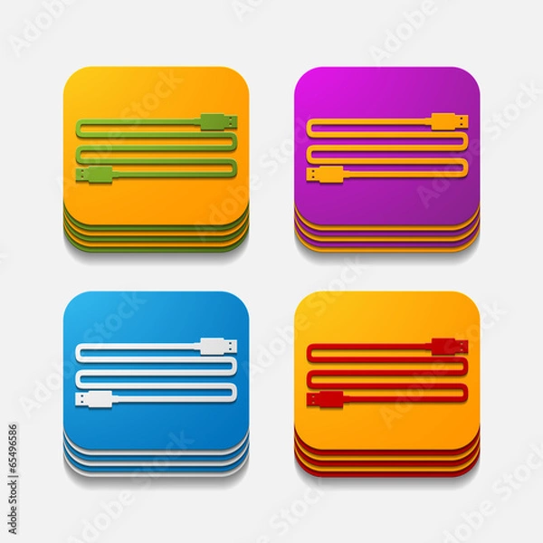 Fototapeta square button: usb