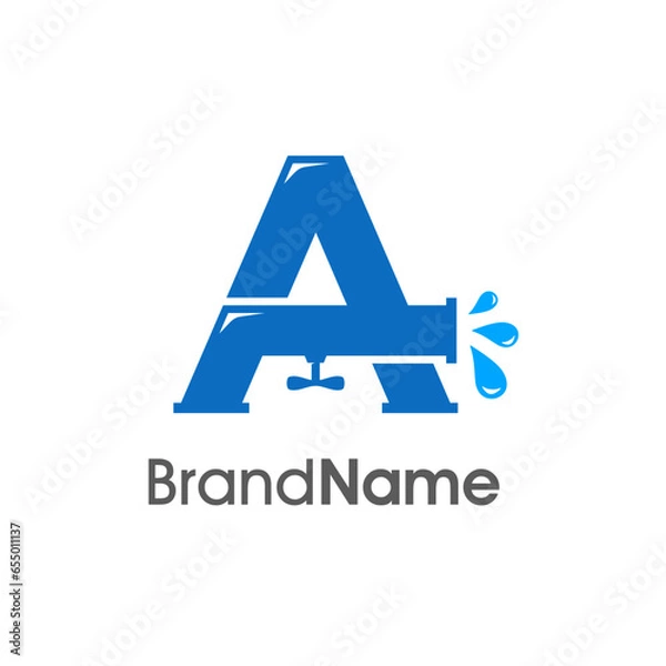 Obraz Modern Initial A Pipe and Water Logo