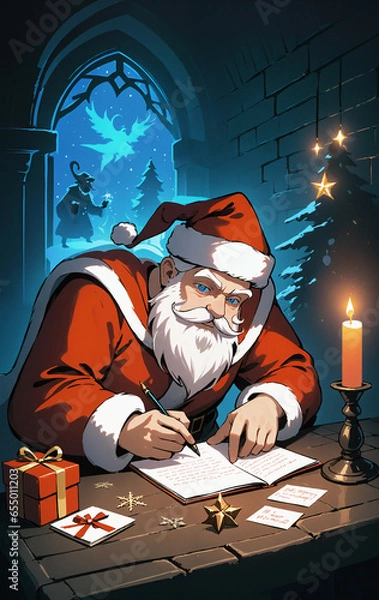Fototapeta Santa checking the list