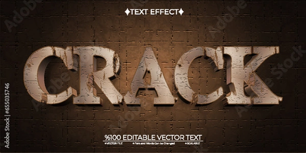 Obraz Bronze Crack Editable Vector Text Effect