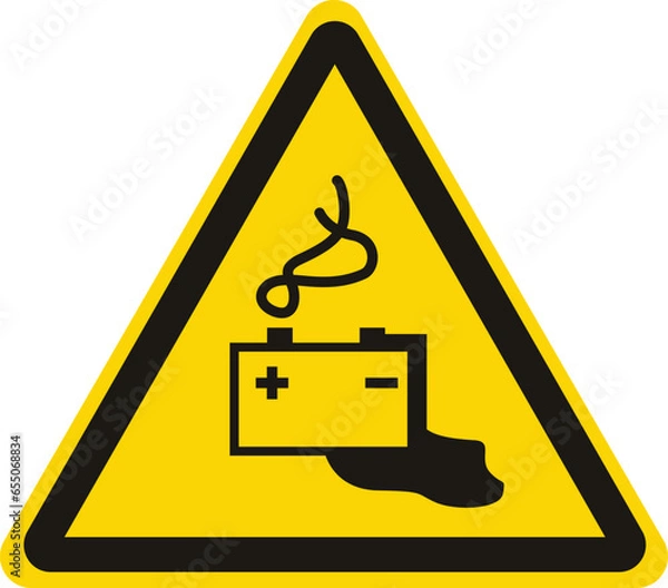 Obraz Warning battery charging sign. Vector illustration