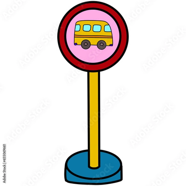 Obraz Bus stop sign isolated on white