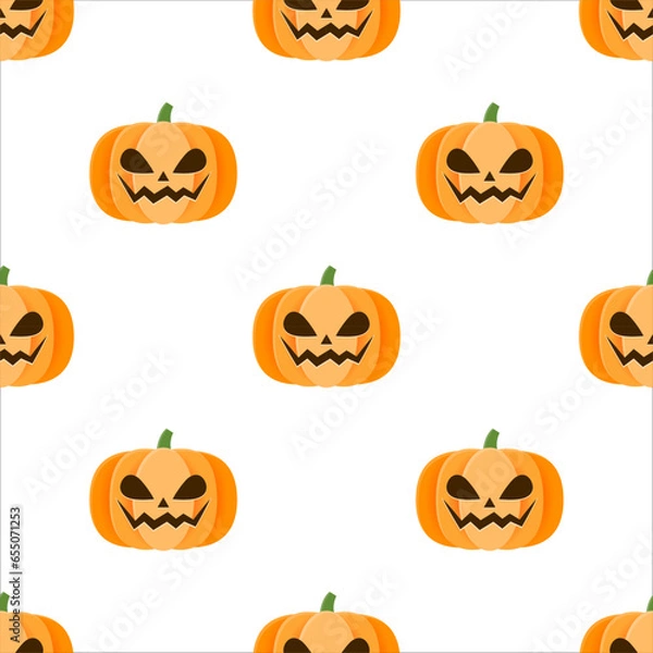 Fototapeta Halloween pumpkin seamless pattern background.