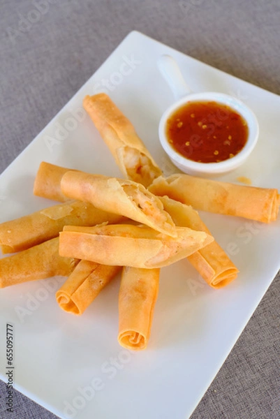 Obraz Top view crispy appetizer snack 