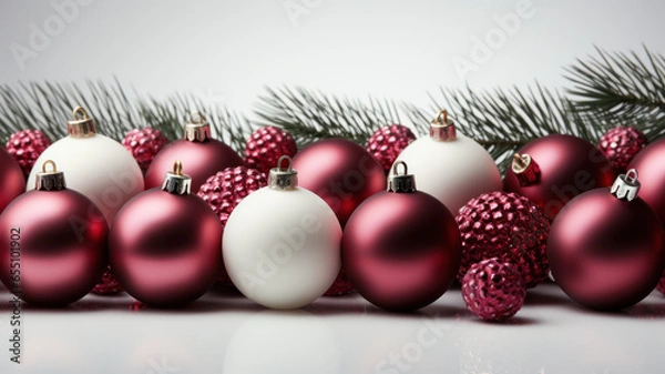 Fototapeta Christmas Greeting Card Mockup on White Background, Generative AI