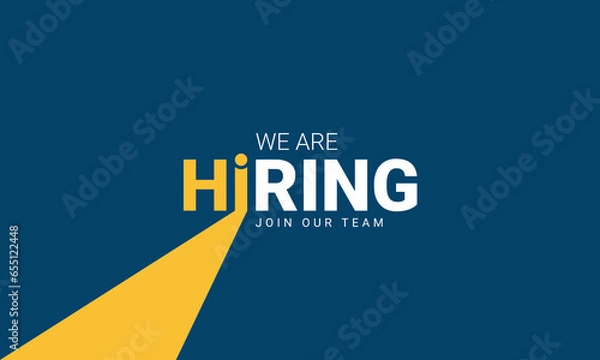 Fototapeta We are hiring join to the team announcement. Hiring recruitment open vacancy design. Creative hiring poster. hiring social media post design.