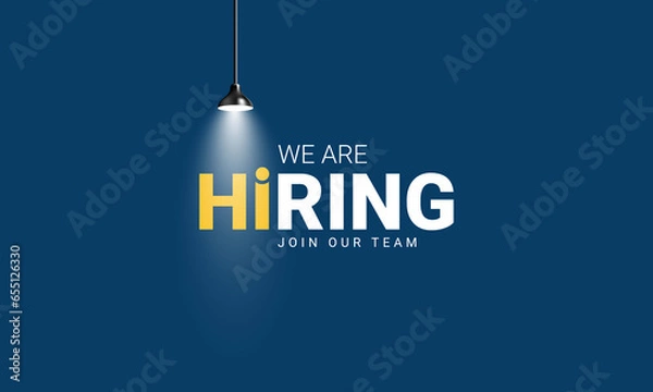Fototapeta We are hiring join to the team announcement. Hiring recruitment open vacancy design. Creative hiring poster. hiring social media post design.