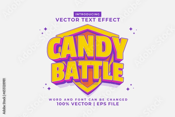 Fototapeta Editable text effect Candy Battle 3d cartoon template style premium vector