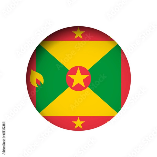 Fototapeta Grenada flag - behind the cut circle paper hole with inner shadow.