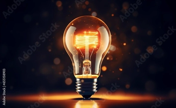 Obraz Technology light bulb in the dark background.