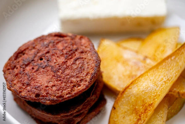 Obraz Food is on the table. Lunch on the windowsill. Breakfast by the window. Cutlets