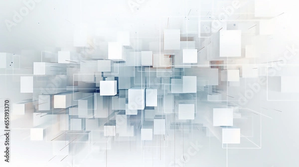 Fototapeta Light blue, orange, abstract square 3d abstract digital technology background.