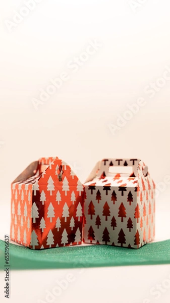 Fototapeta 2 gift boxes on a white background and vertical format