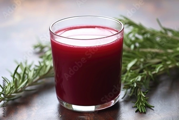 Obraz a glass filled with beetroot extracted juice
