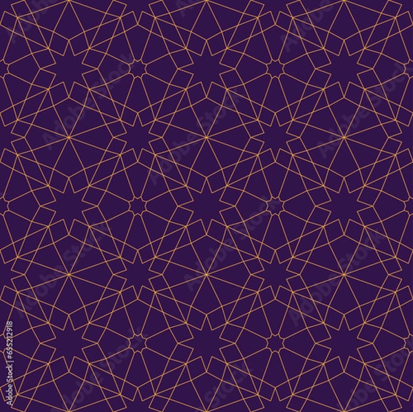 Fototapeta Vector seamless pattern, golden geometric background. Elegant element for design template. Luxury ornament in Eastern style. Ornate gold decoration. Arabic motifs.