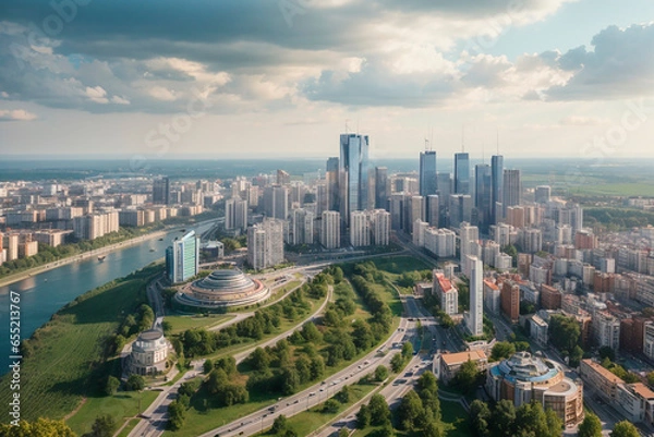 Obraz aerial view of the city
