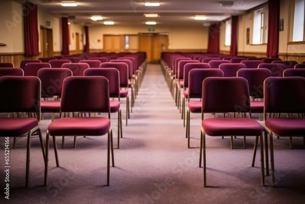 Fototapeta rows of empty chairs before the start of a seminar