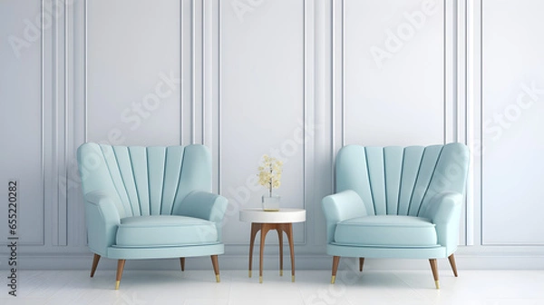 Obraz Blue and white armchair