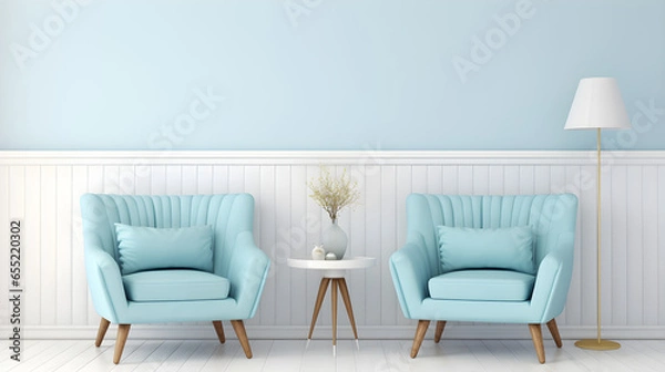 Obraz Blue and white armchair