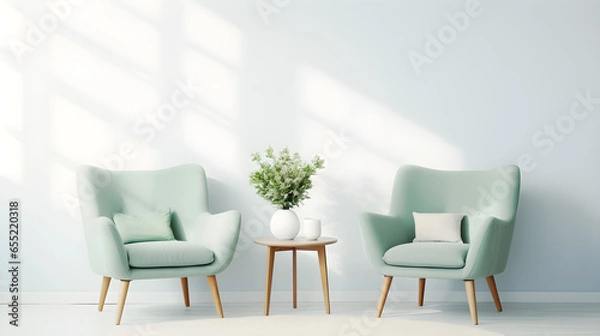 Obraz Green and white armchair