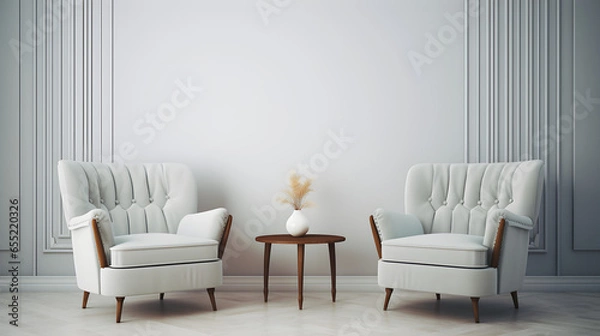 Obraz Gray and white armchair