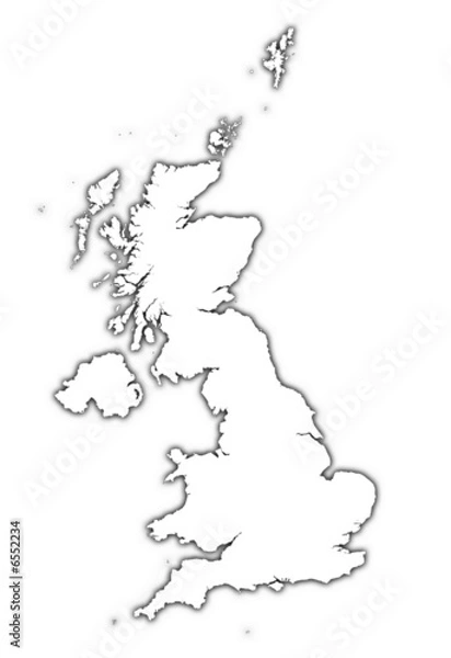 Fototapeta United Kingdom outline map with shadow
