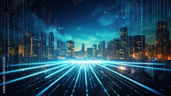 Obraz Digital Transformation Era, Abstract Data Streams and Technological Evolution