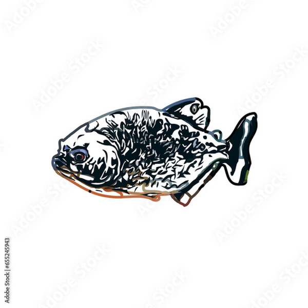 Fototapeta Color sketch of ornamental fish with a transparent background to learn coloring and logo elements