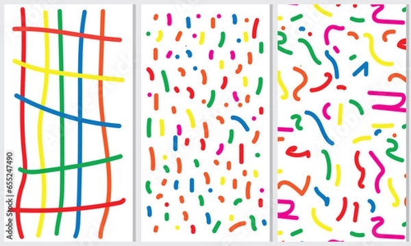 Obraz Fun colorful abstract line doodle shape set. Creative minimalist style art symbol collection for children or party celebrations with modern shapes