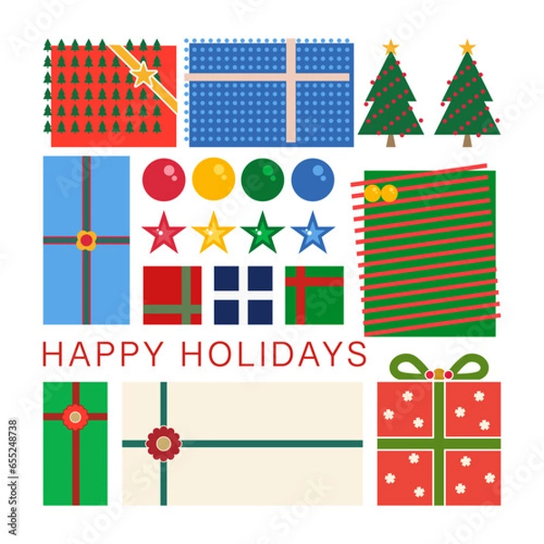 Fototapeta Merry Christmas and Happy New Year 2024, greeting cards, posters, holiday covers. Vector illustration 