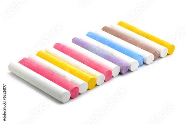 Obraz Colored chalks on white background