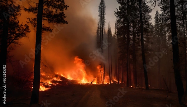 Fototapeta fire in the forest