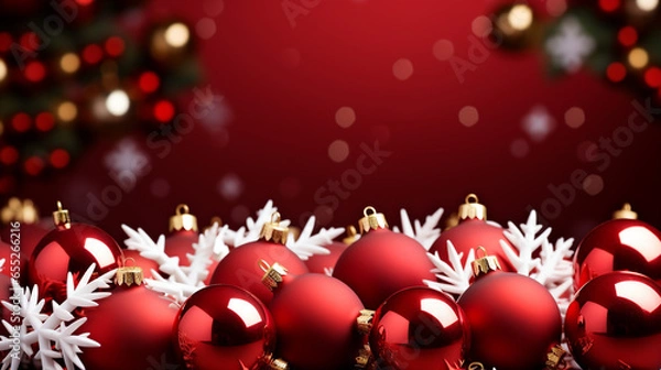 Fototapeta Christmas background winter decorations ornaments balls, Xmas new year, generative ai