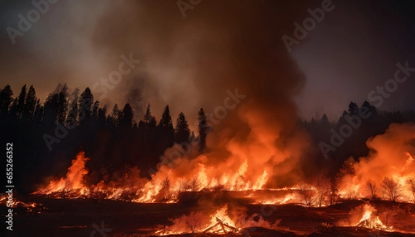 Fototapeta fire in the forest