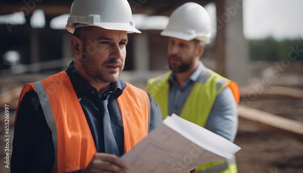 Fototapeta construction workers at site