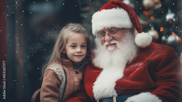 Fototapeta Innocence and Laughter: Santa's Lap Traditions, Generative AI