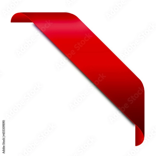 Fototapeta Corner red ribbon or banner with transparent background.