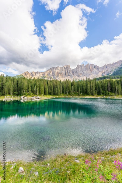 Obraz Carezza lake on a sunny day, Italy.