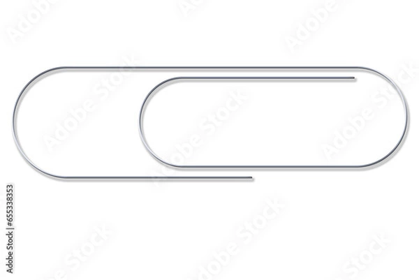 Fototapeta close up of a metal paper clip on white background