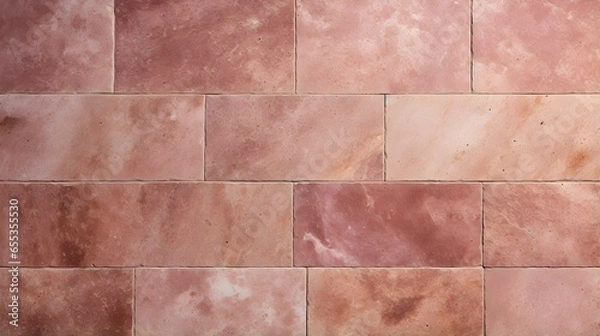 Fototapeta Pattern of Travertine Tiles in light red Colors. Top View