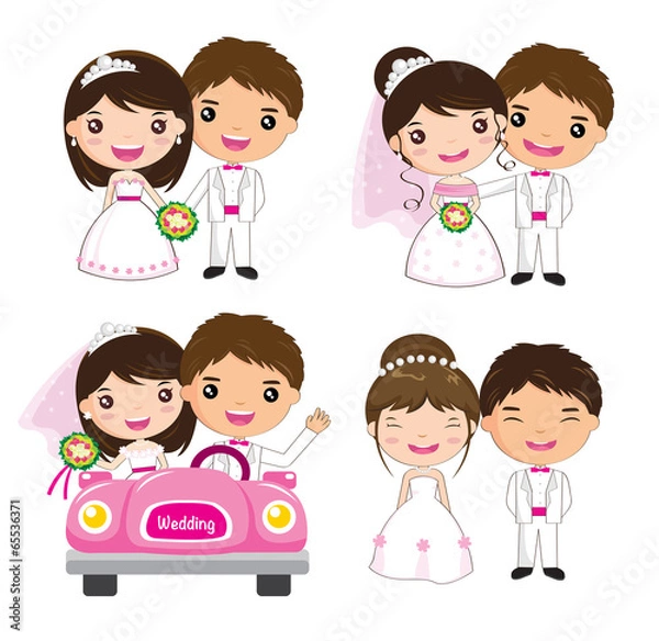 Obraz cartoon wedding set