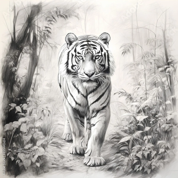 Obraz 絶滅危惧種　トラ｜tiger Endangered species Generative AI