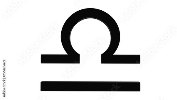 Fototapeta Black zodiac symbol of Libra isolated on transparent and white background. Horoscope concept. 3D render