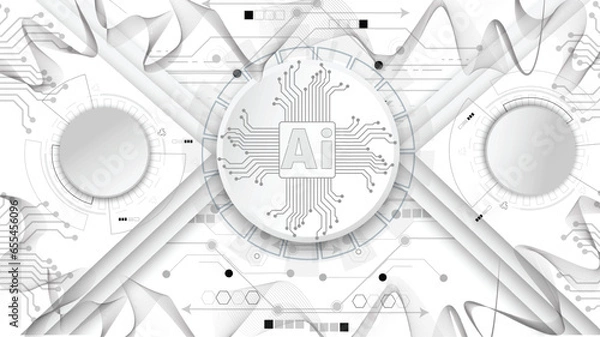 Fototapeta Chatbot OpenAi and line technology network background. Smart AI or Artificial Intelligence vector illustration using Chatbot.Digital technology and Abstract background concept.