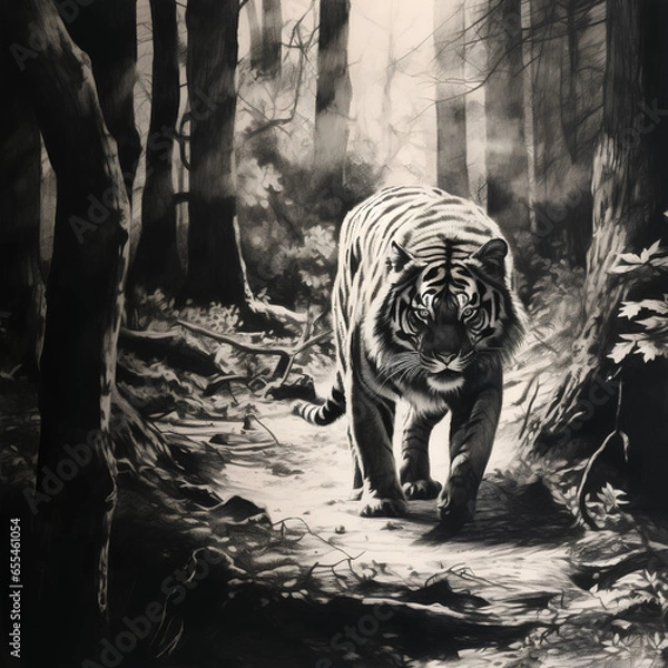 Obraz 絶滅危惧種　トラ｜tiger Endangered species Generative AI