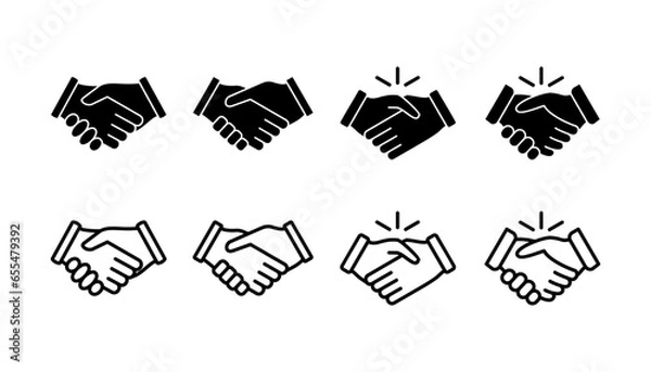 Obraz Hand shake icon vector. business handshake. contract agreement. partnership