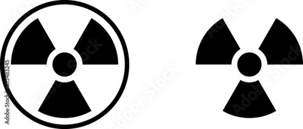 Fototapeta Nuclear Hazard Ionizing Radiation Danger X Rays Trefoil Warning Symbol Black Icon Set. Vector Image.