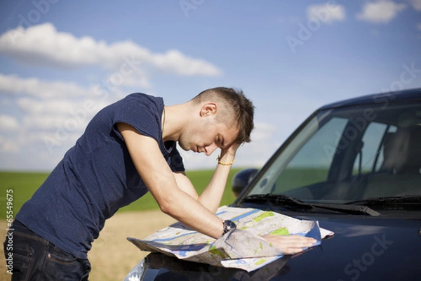Fototapeta Reading the Map - Stock Image