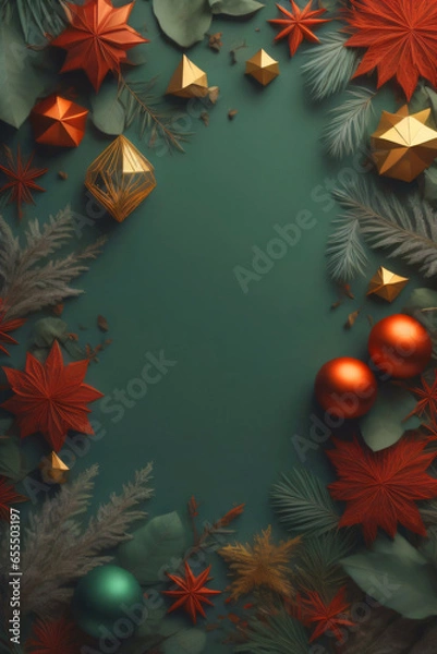 Fototapeta Christmas decoration, background image for cellphone, mobile phone, android, ios, instagram stories